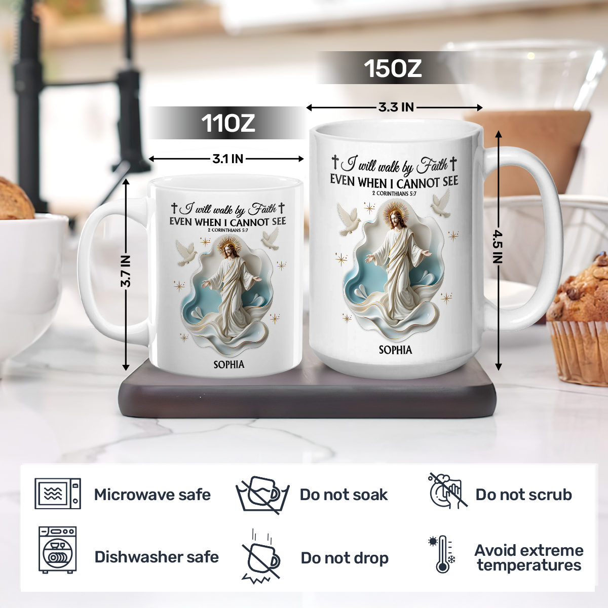 Walk By Faith Personalized Ceramic Coffee Mug