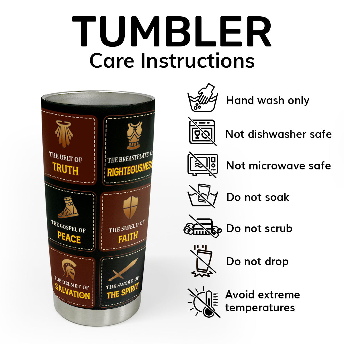 Armor Of God - Personalized Stainless Steel Tumbler for Men
