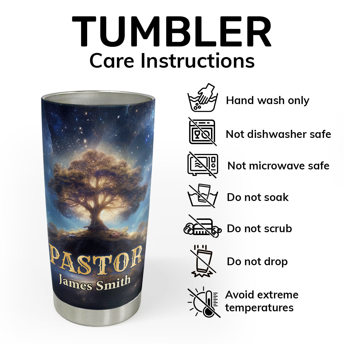 Faith-Inspired Gift for Pastor - Personalized Stainless Steel Tumbler