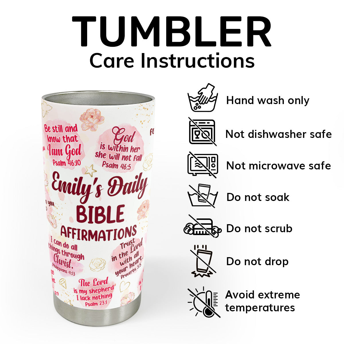 Faith-Inspired Gift for Women - Personalized Stainless Steel Tumbler