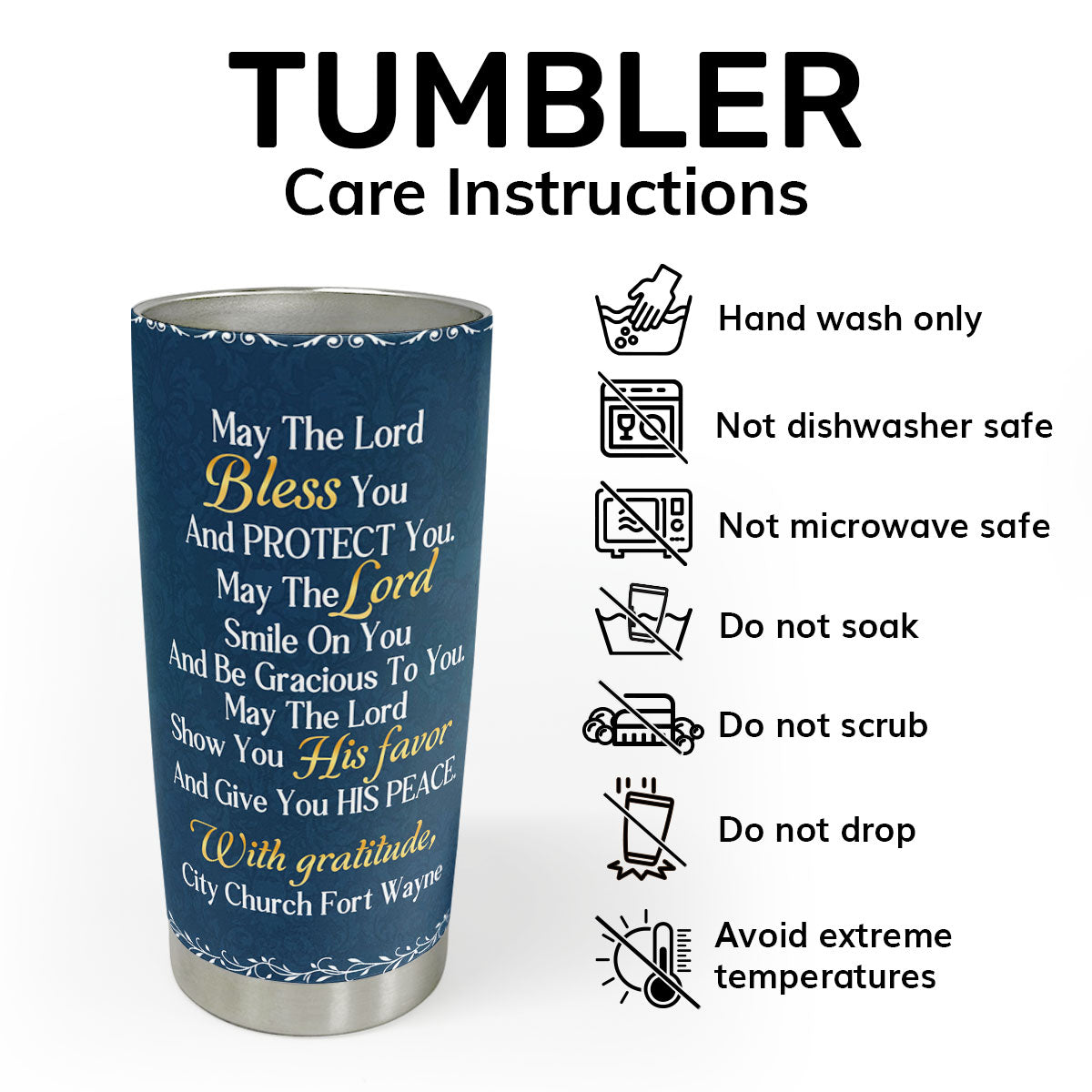 May The Lord Bless You - Personalized Tumbler for Pastor
