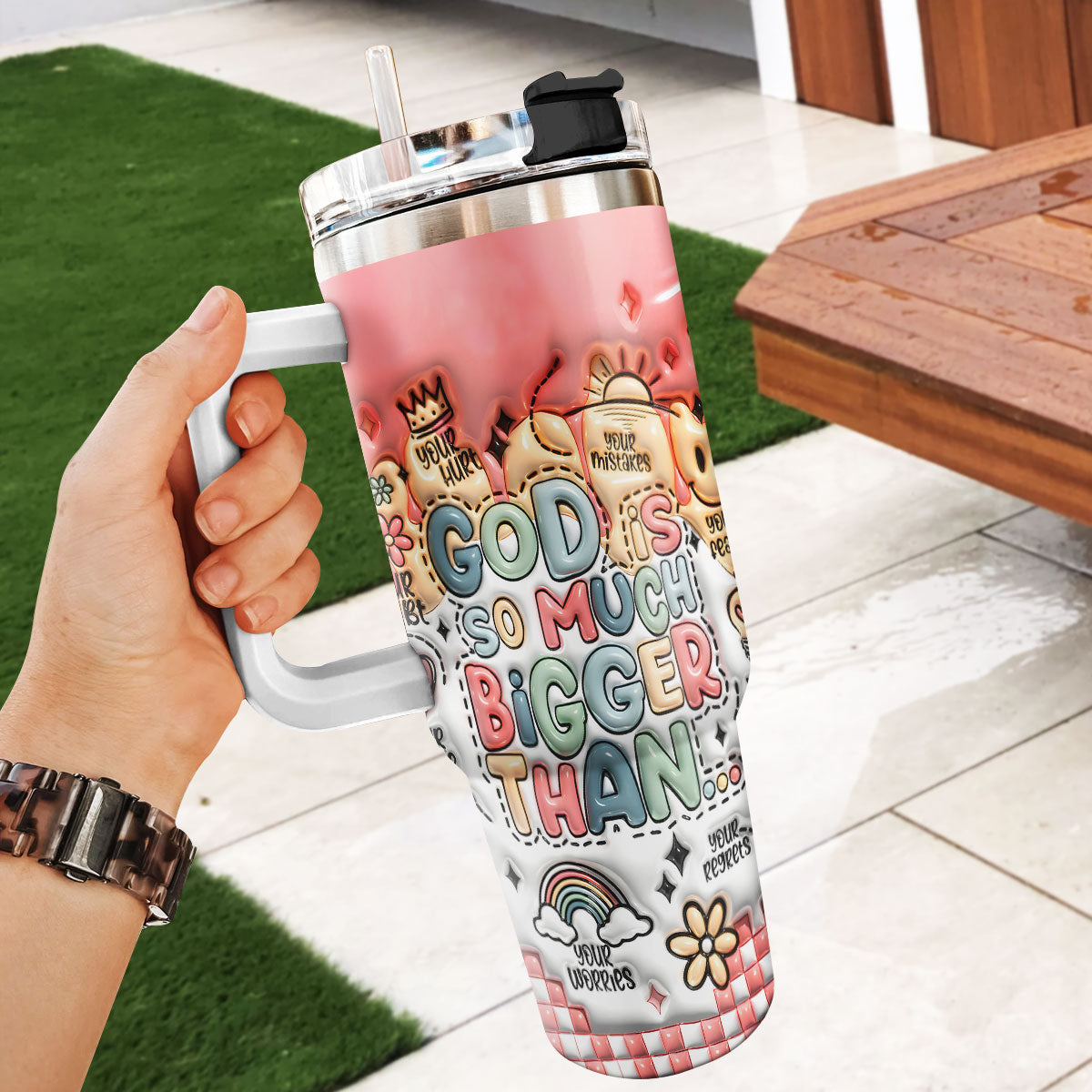 God Is Bigger Than - Personalized Stainless Steel Tumbler