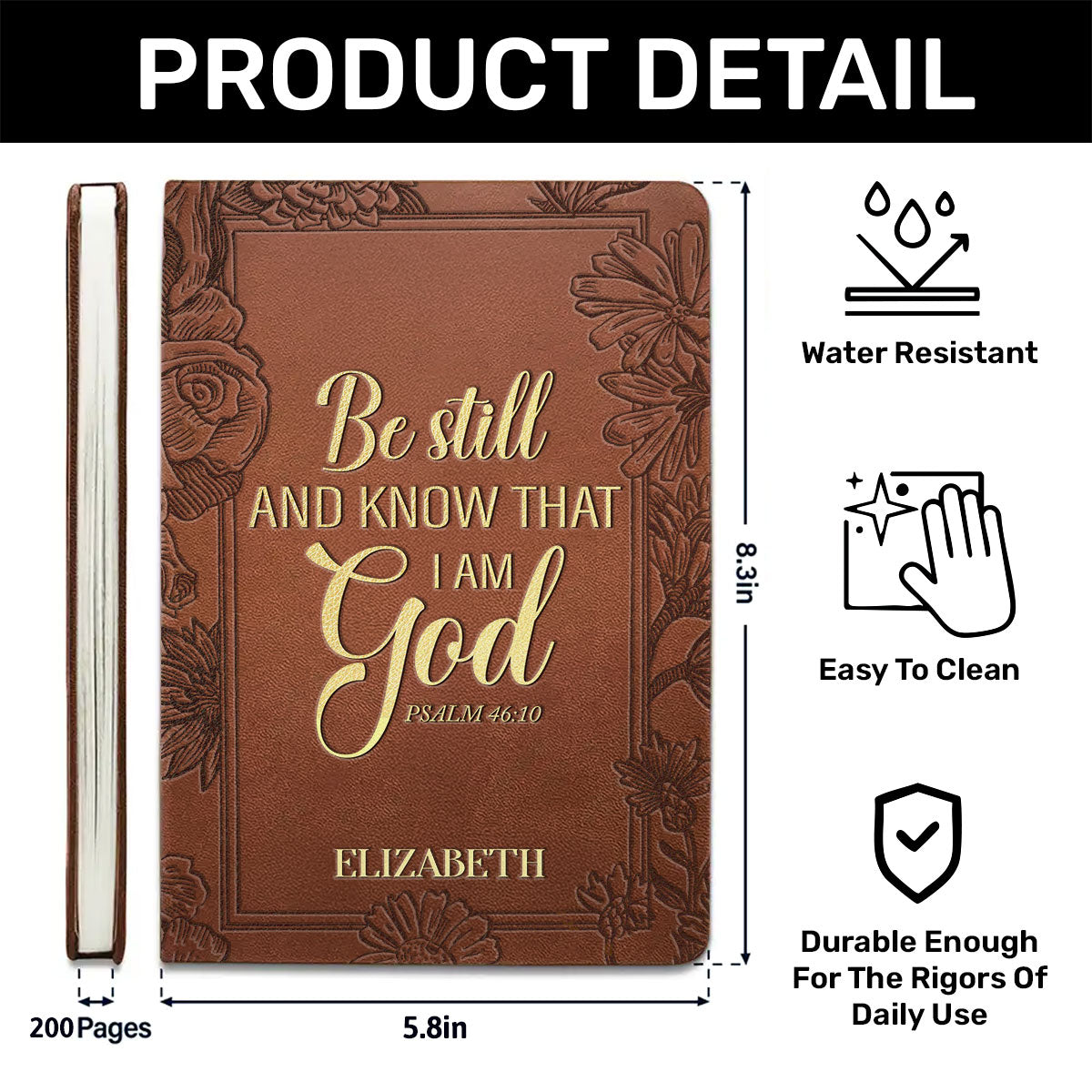 Be Still And Know That I Am God - Personalized Leather Notebook GMJSNB200124
