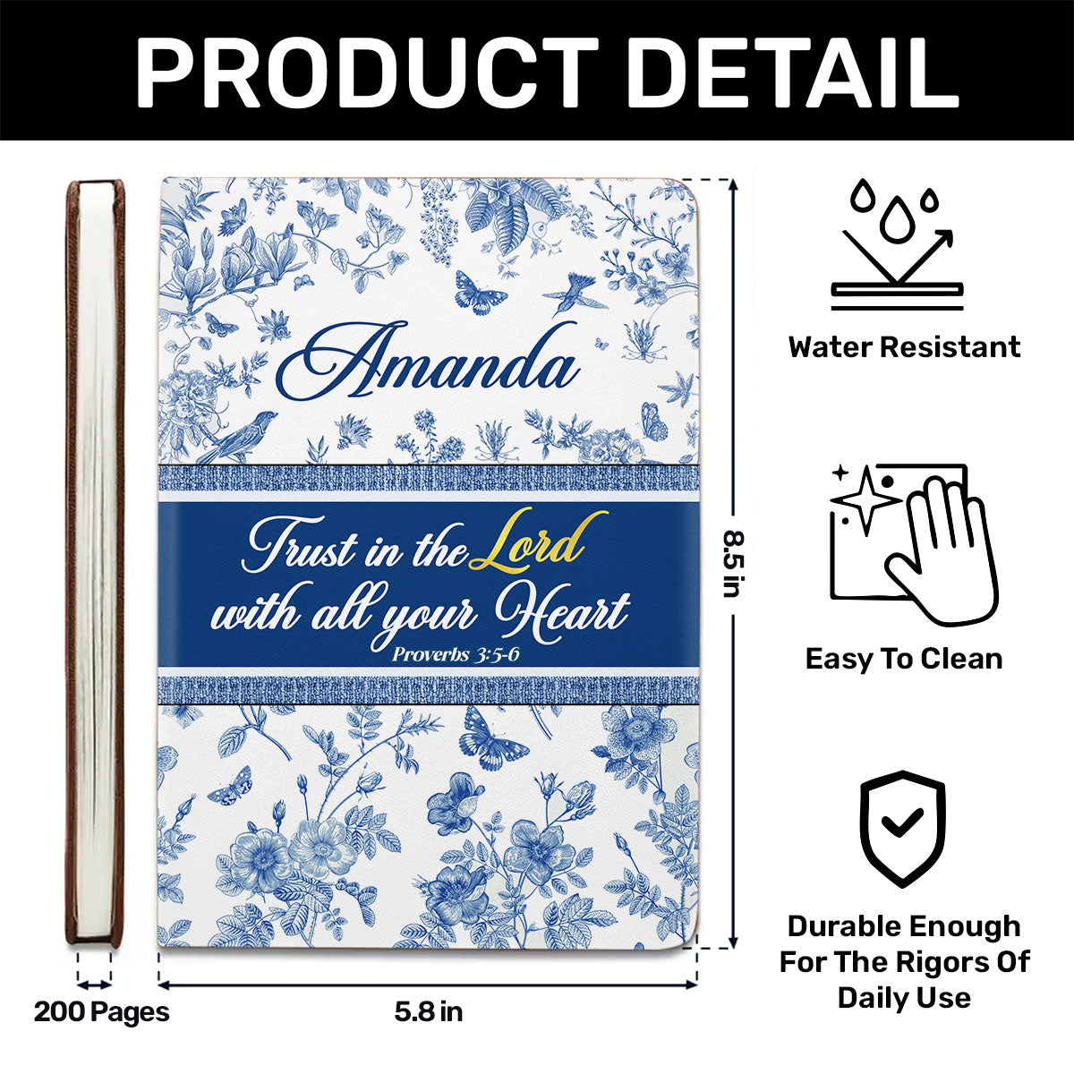 Trust In The Lord - Personalized Leather Cover Notebook GMJSNB200055