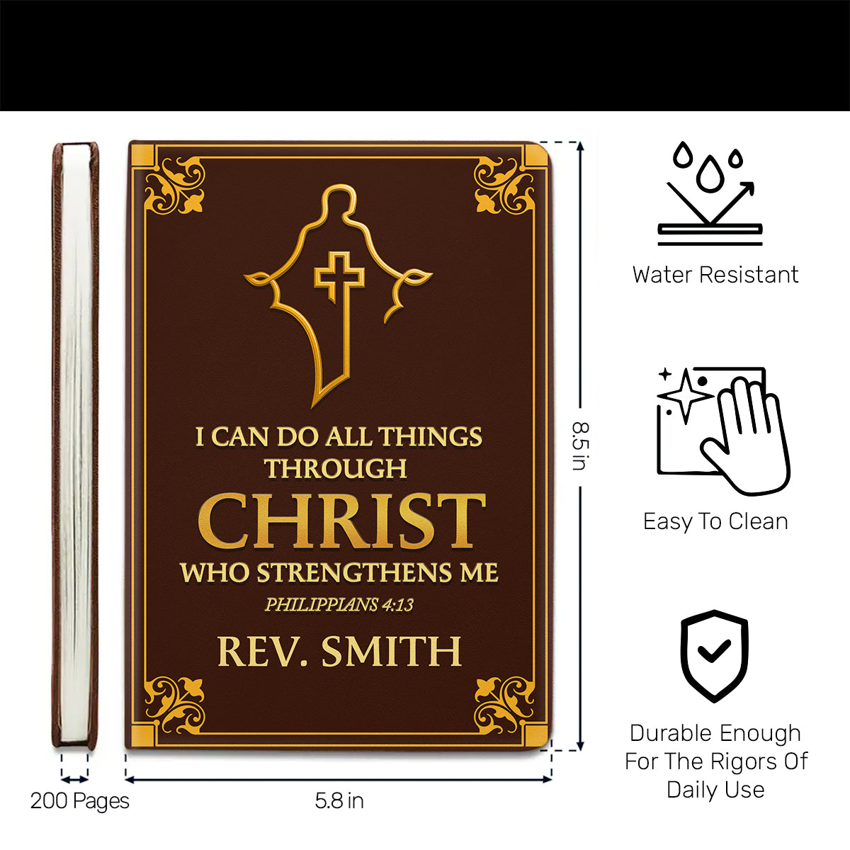 I Can Do All Things Through Christ - Personalized Leather Notebook GMJSNB200046