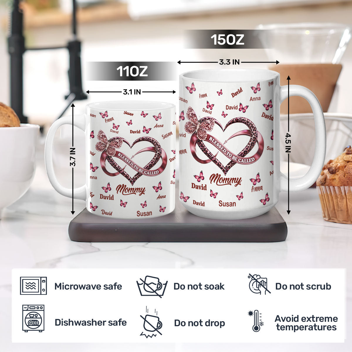 Blessed To Be Called Mom - Personalized Coffee Mug