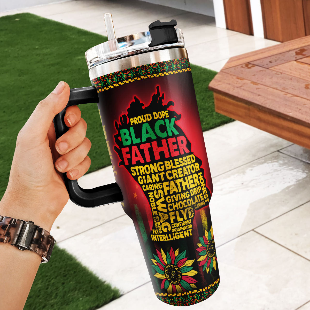 Proud Dope Black Father - Personalized Stainless Steel Tumbler