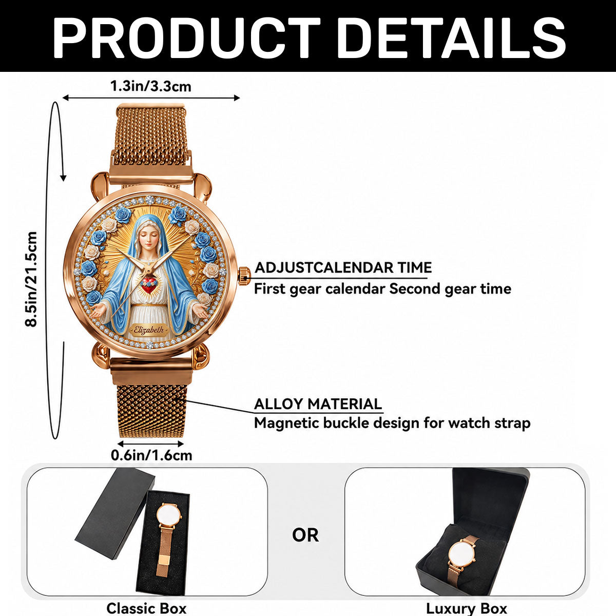 Radiant Immaculate Heart Mary - Personalized Women's Wrist Watch TC100018