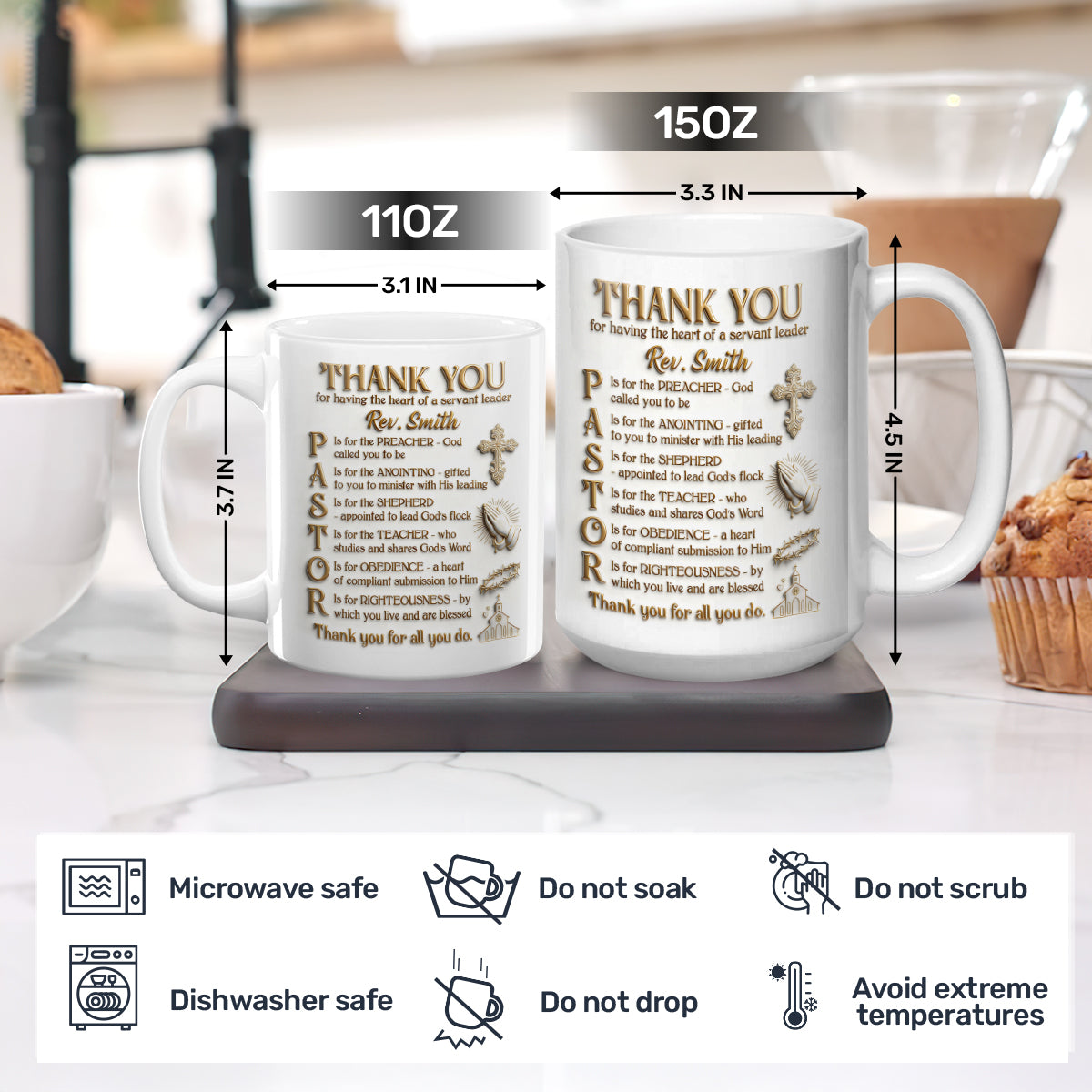 Thank You Pastor - Personalized Ceramic Coffee Mug