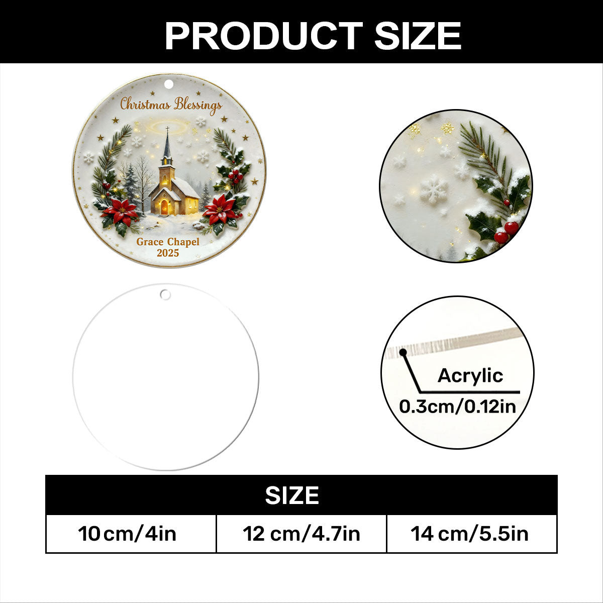 Christmas Blessings - Personalized Acrylic Ornament - Gift for Family GOJS10295