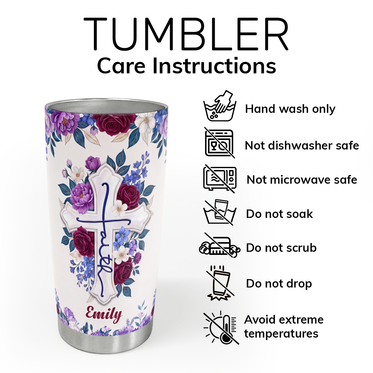 Every Day God Thinks Of You - Personalized Stainless Steel Tumbler - Christian Faith Gift for Mom