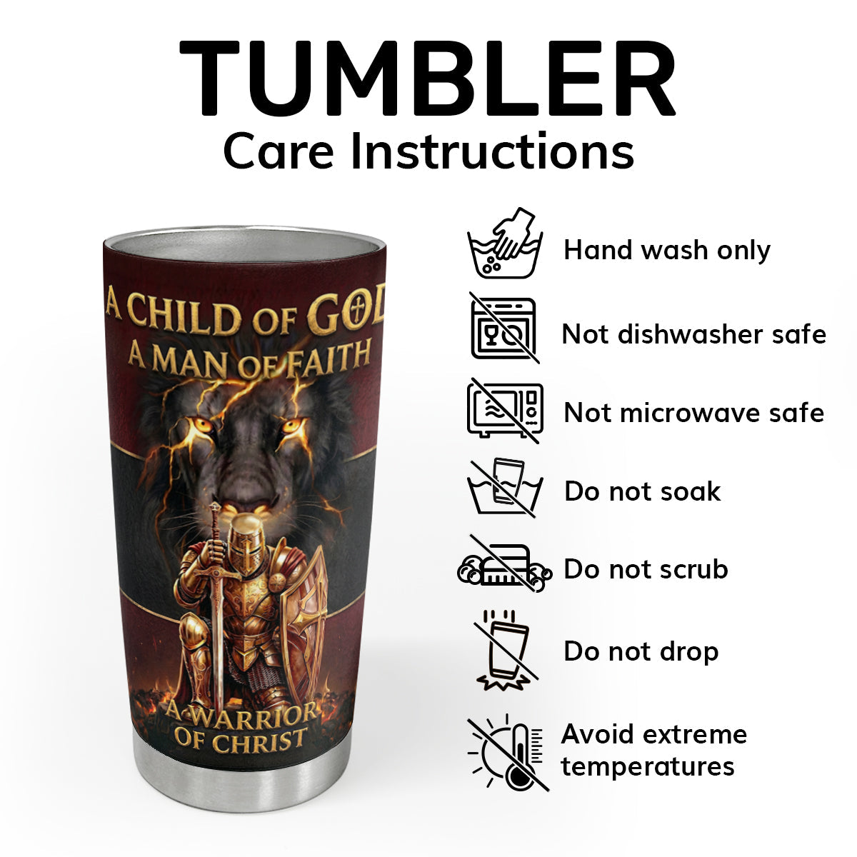 Faith Forged Christian Warrior - Personalized Stainless Steel Tumbler