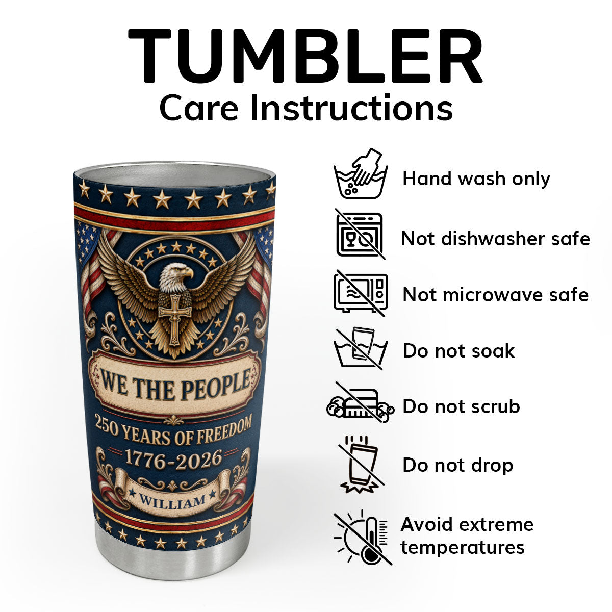 Patriotic Faith - Personalized Stainless Steel Tumbler