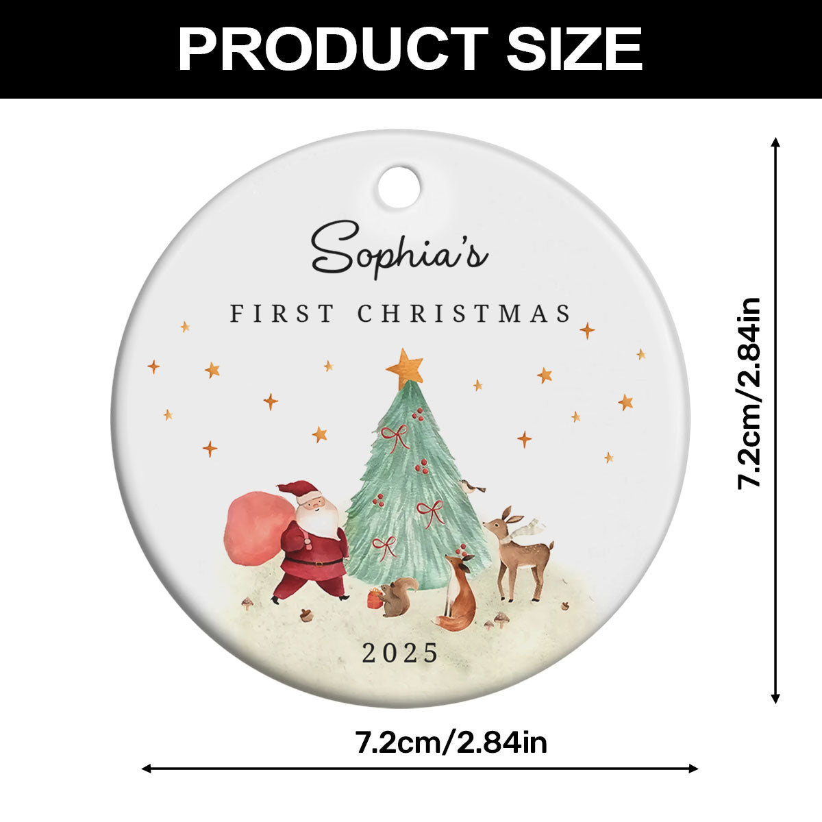 First Christmas - Personalized Round Ceramic Ornament GOJS10037