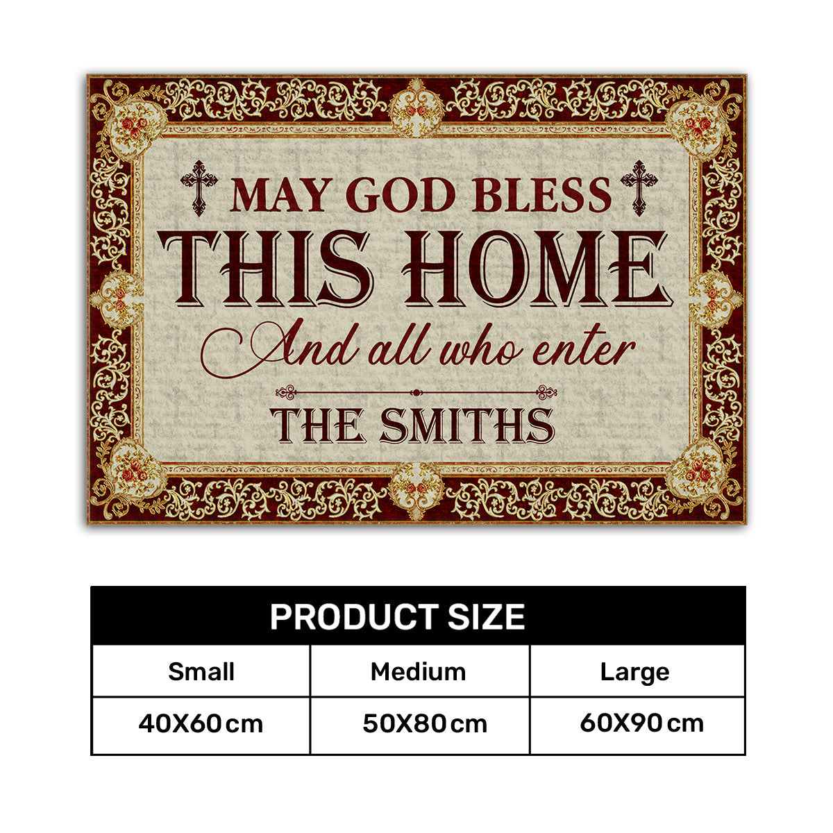 May God Bless This Home - Personalized Doormat