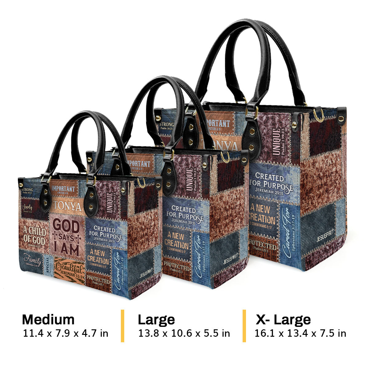 God Says I Am - Personalized Leather Handbag - Faith Inspirational Gift for Women GMJSLB200004