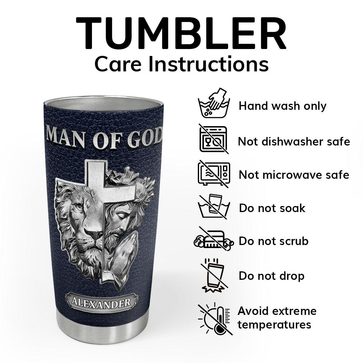 Faith-Inspired Stainless Steel Tumbler - Personalized Gift for Men