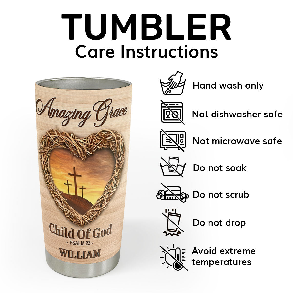 Faith-Inspired Dad Gift - Personalized Stainless Steel Tumbler