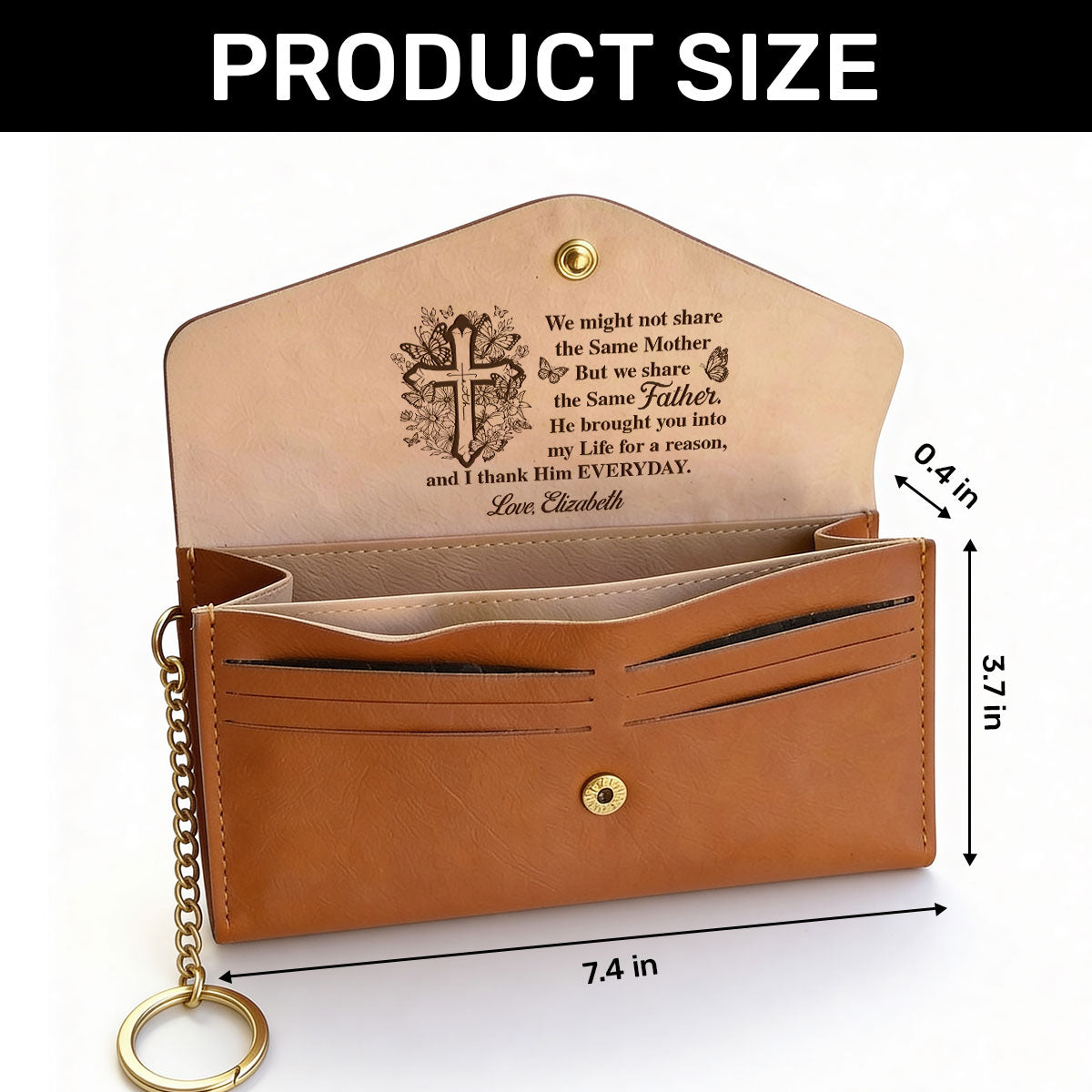 To My Sister In Christ - Personalized Leather Envelope Wallet - Gift for Sister
