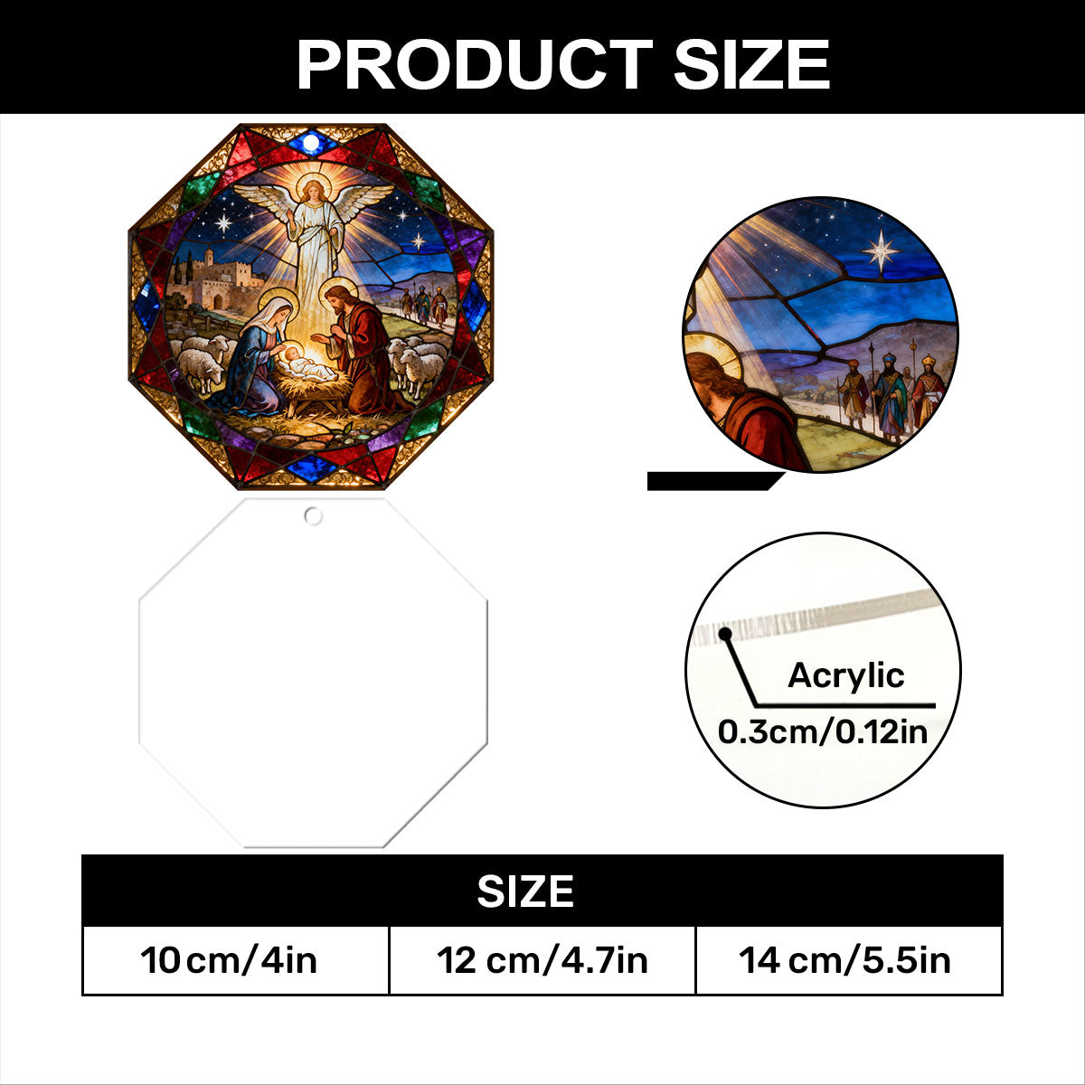Christian Family Gift - Stained Glass Nativity - Acrylic Ornament GOJS10333