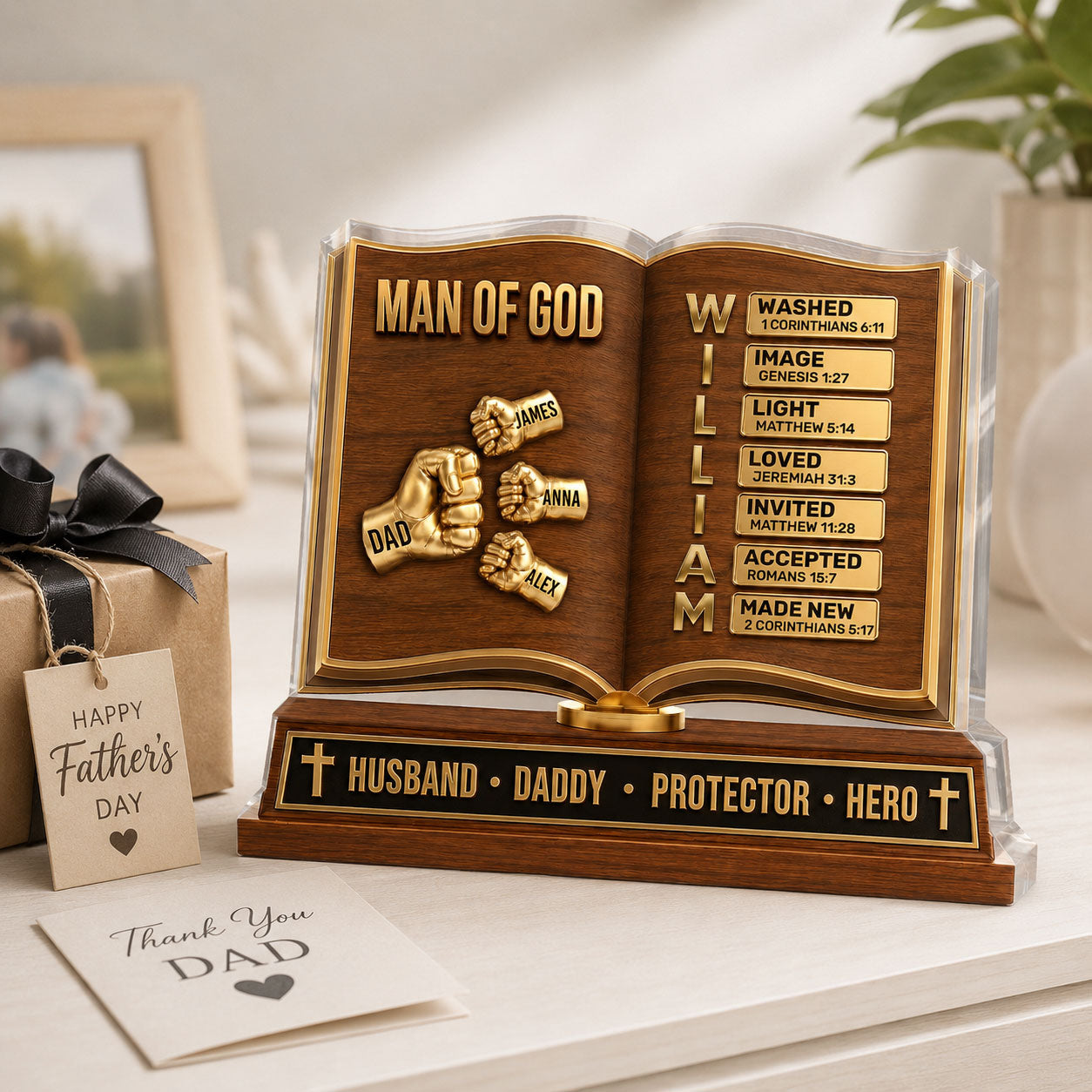 Man Of God - Personalized Acrylic Plaque - Christian Home Decor GAPJS10043