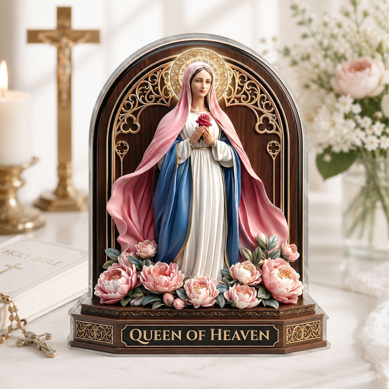 Queen Of Heaven - Personalized Acrylic Plaque - Gift for Mom GAPJS10034