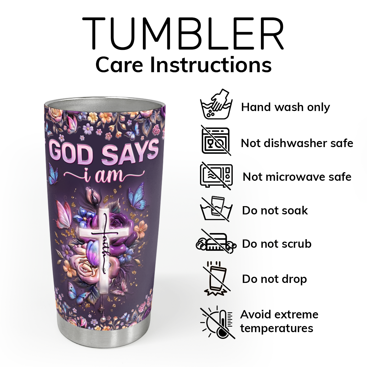 God Says I Am - Personalized Stainless Steel Tumbler Faith Drinkware