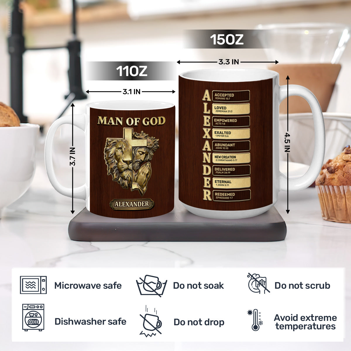 Man Of God - Personalized Ceramic Coffee Mug - Christian Faith Gift for Him