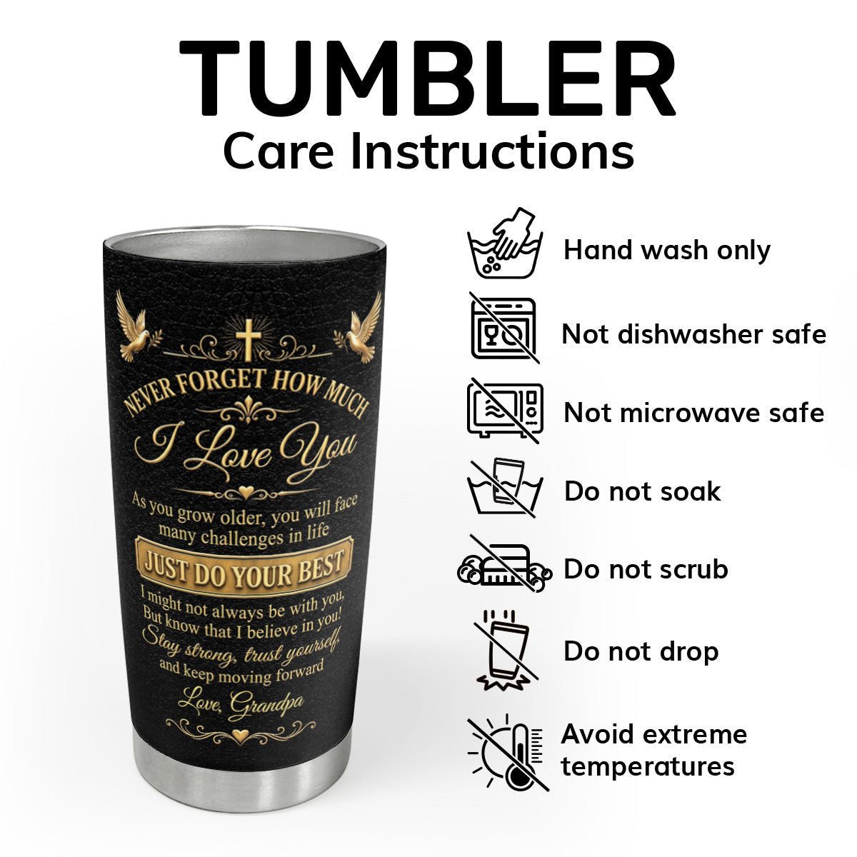 Never Forget How Much I Love You - Personalized Tumbler for Grandson
