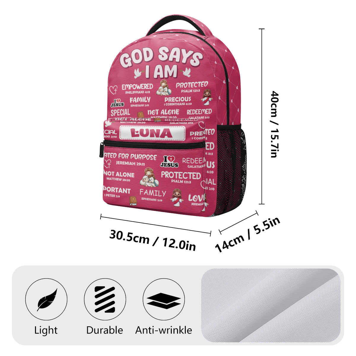 God Says I Am - Personalized Christian Backpack