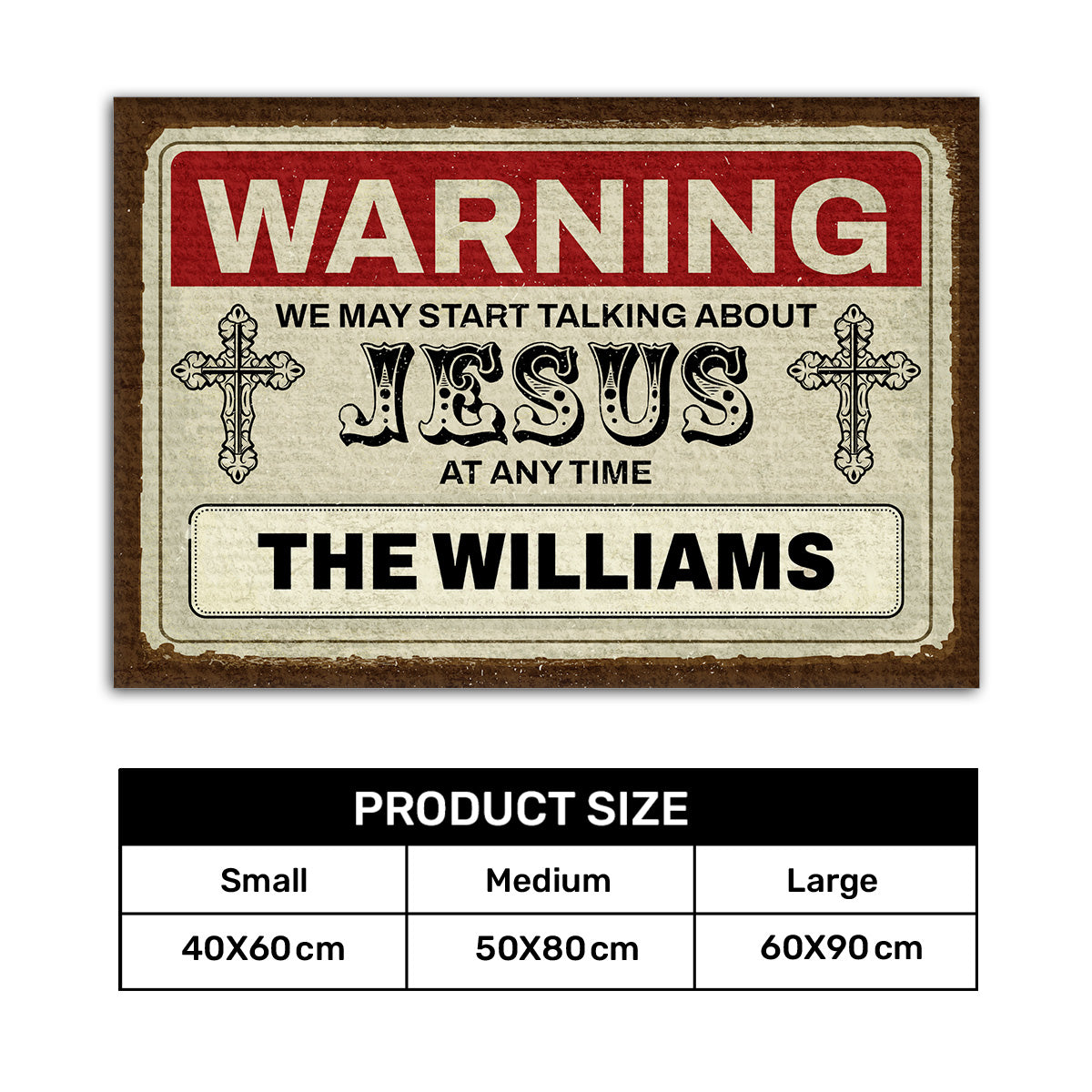Warning We Talk About Jesus - Custom Doormat - Christian Home Decor