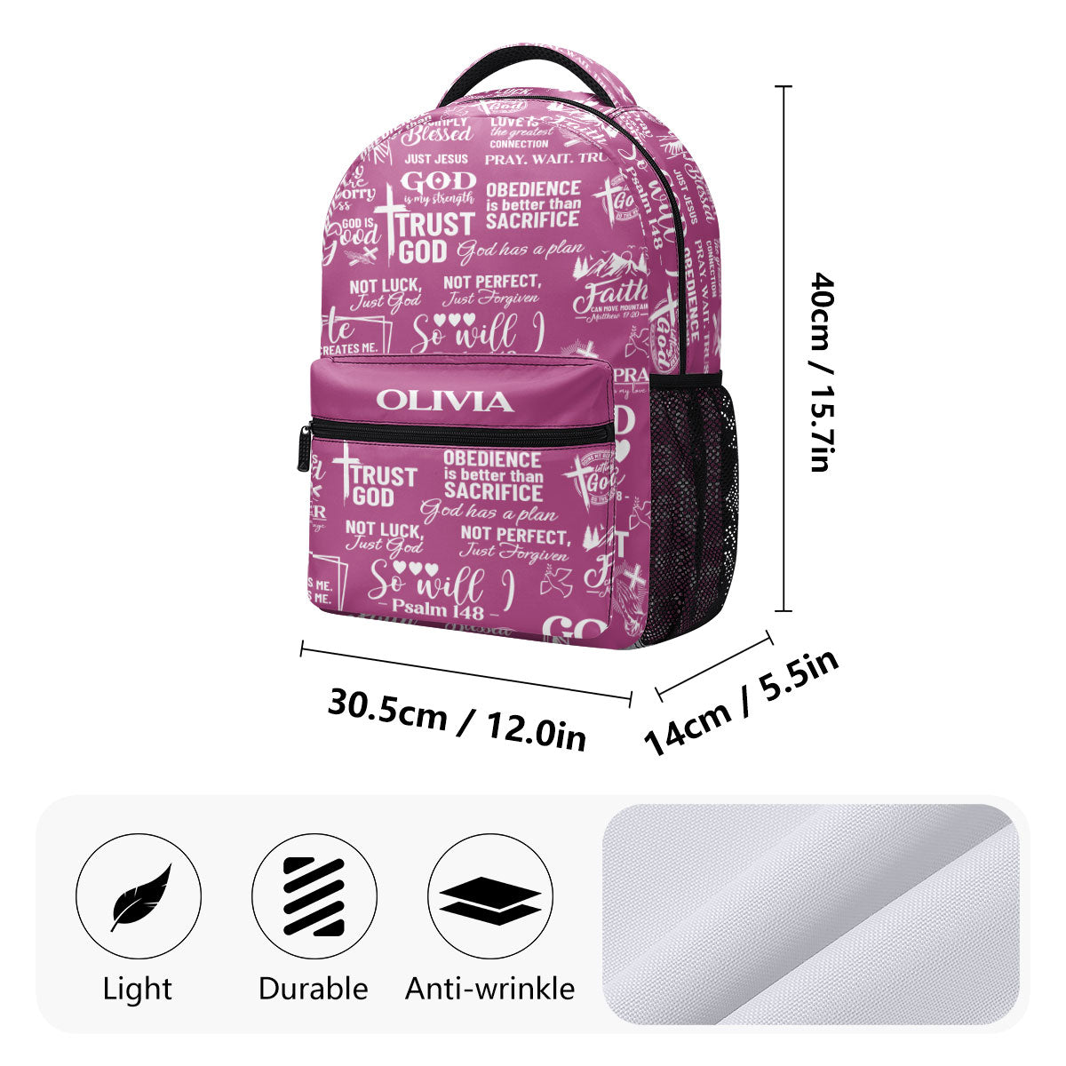 Trust God - Personalized Backpack Faith Christian - Gift for Girls