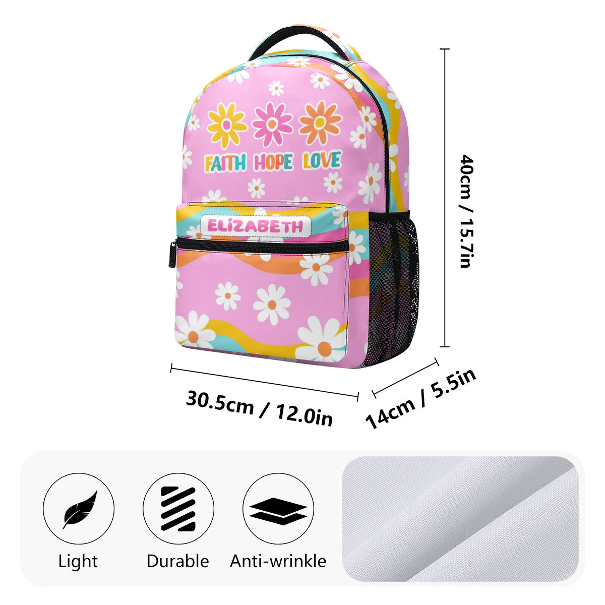 Faith Hope Love - Personalized Backpack for Girls