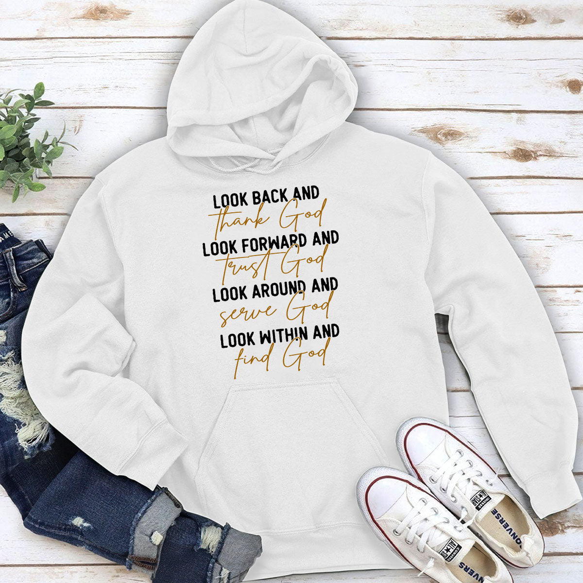 Look Back and Thank God - Christian Unisex Hoodie
