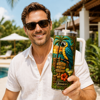 Paradise Is Calling - Personalized 40oz Tumbler With Handle