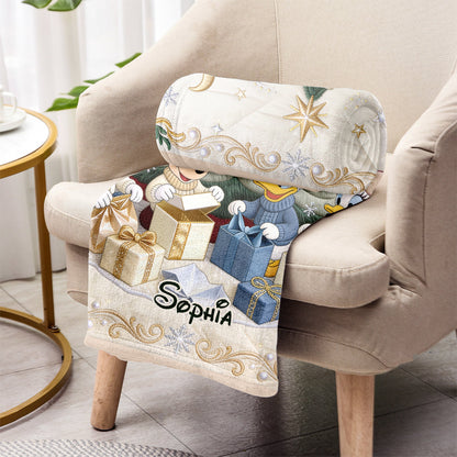 Merry Christmas Happy Mouse - Personalized Blanket TC100168