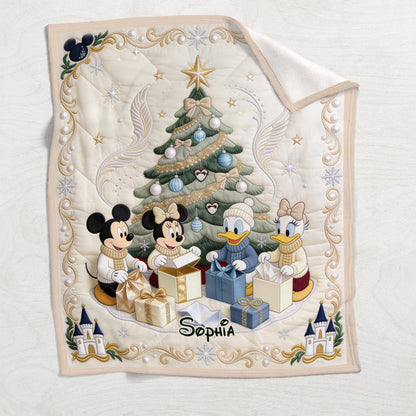Merry Christmas Happy Mouse - Personalized Blanket TC100168