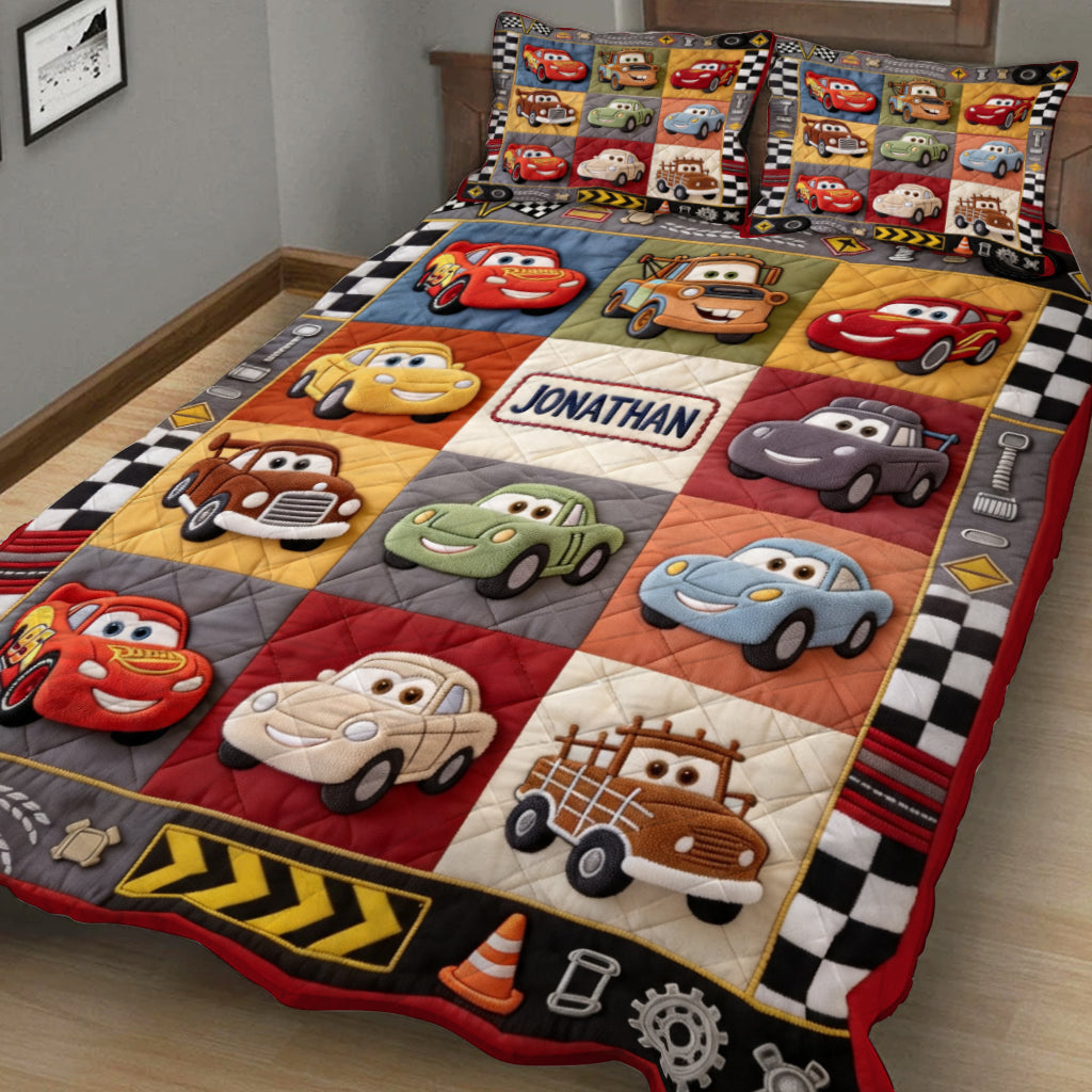 Car Collection Racing Lover - Personalized Quilted Bedding Set TC100095