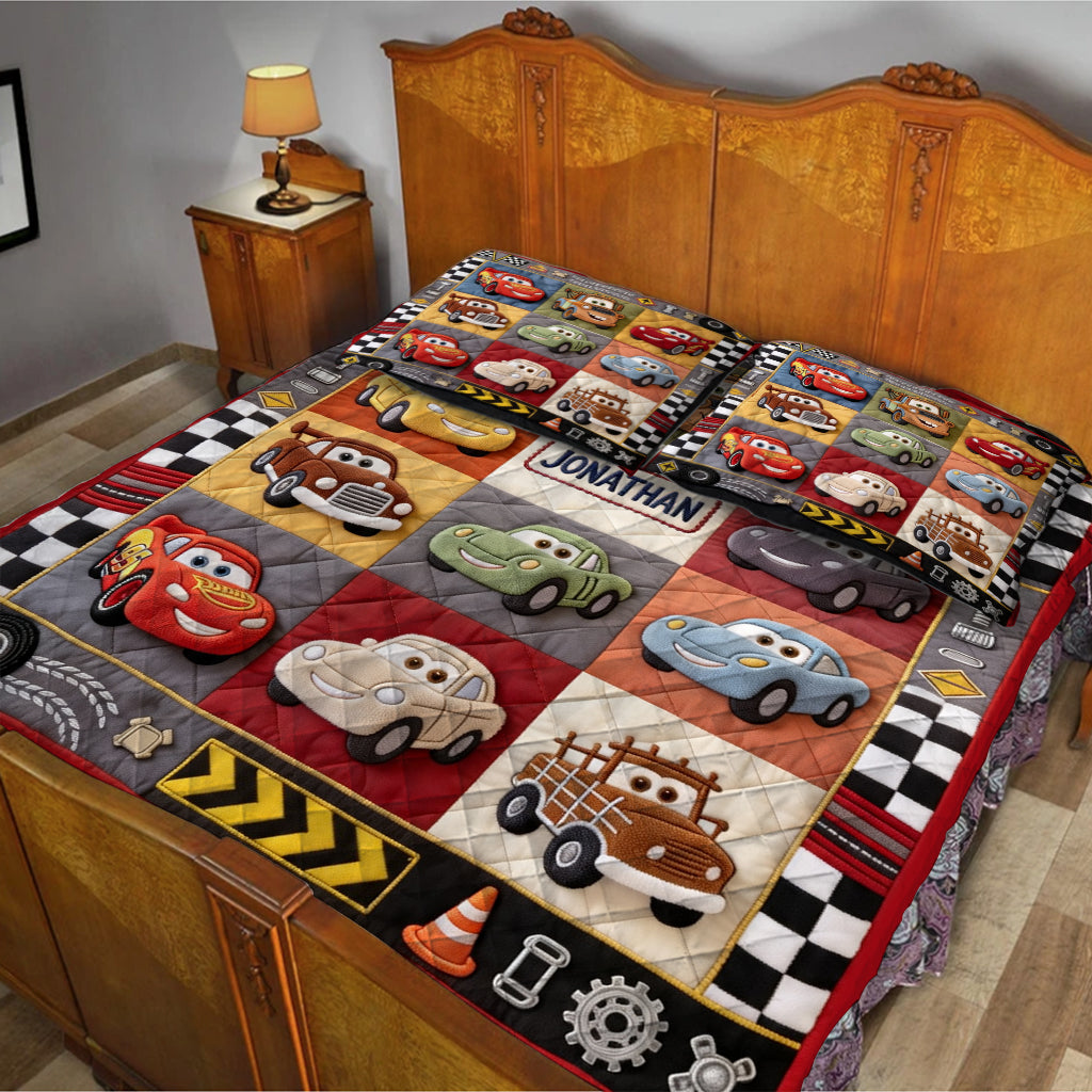 Car Collection Racing Lover - Personalized Quilted Bedding Set TC100095