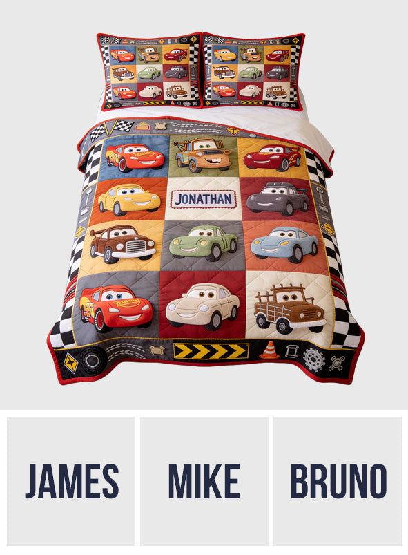 Car Collection Racing Lover - Personalized Quilted Bedding Set TC100095
