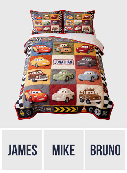 Car Collection Racing Lover - Personalized Quilted Bedding Set TC100095