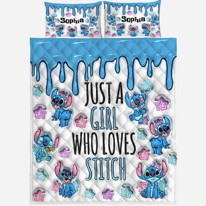 Little Blue Monster - Personalized Quilted Bedding Set TC100117