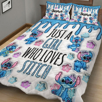 Little Blue Monster - Personalized Quilted Bedding Set TC100117