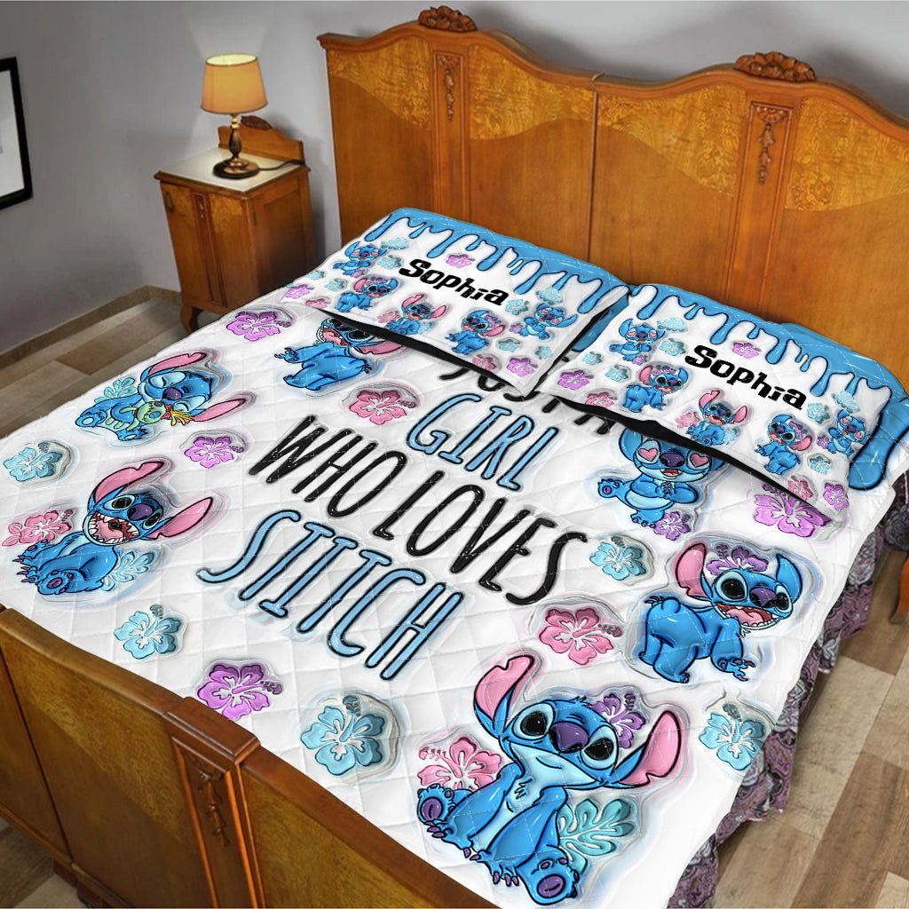 Little Blue Monster - Personalized Quilted Bedding Set TC100117