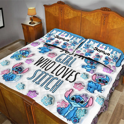 Little Blue Monster - Personalized Quilted Bedding Set TC100117