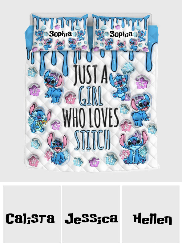 Little Blue Monster - Personalized Quilted Bedding Set TC100117