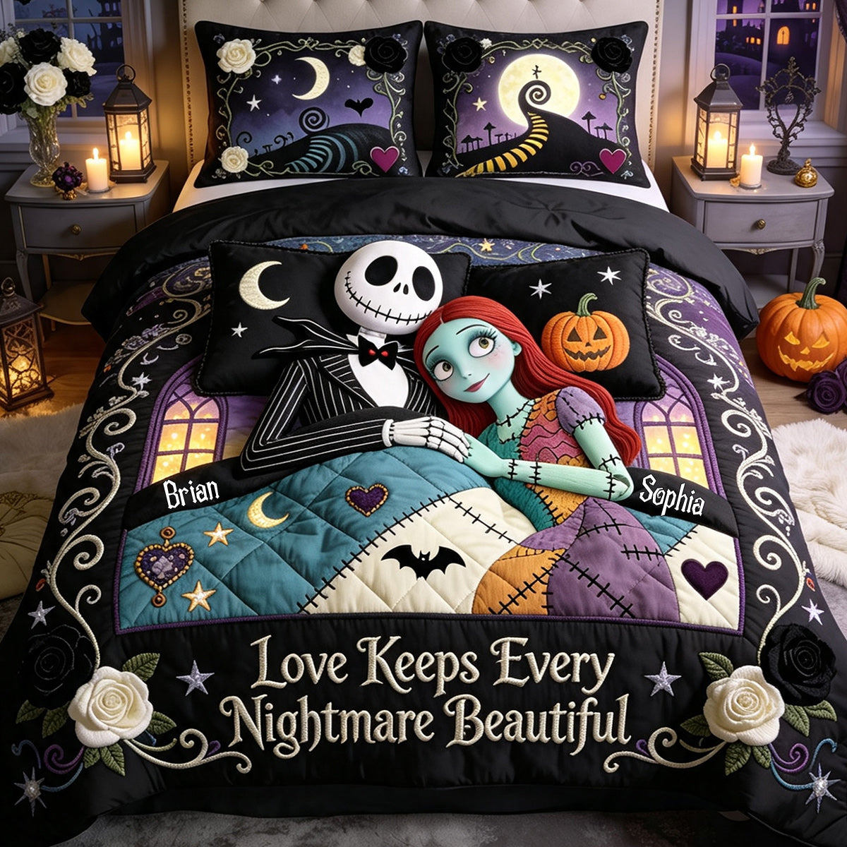 Gothic Love Story - Personalized Couple Bedding Set VT100082