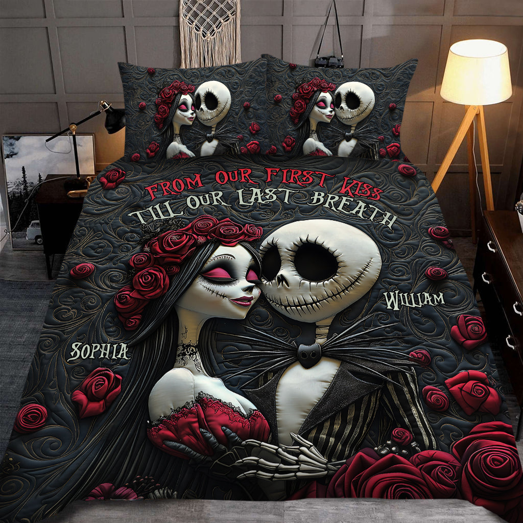 From Our First Kiss Till Our Last Breath - Personalized Quilted Bedding Set TC100121