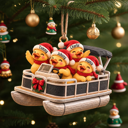 Ducking Fun Pontoon Ride - Personalized Ornament Gifts KN100267