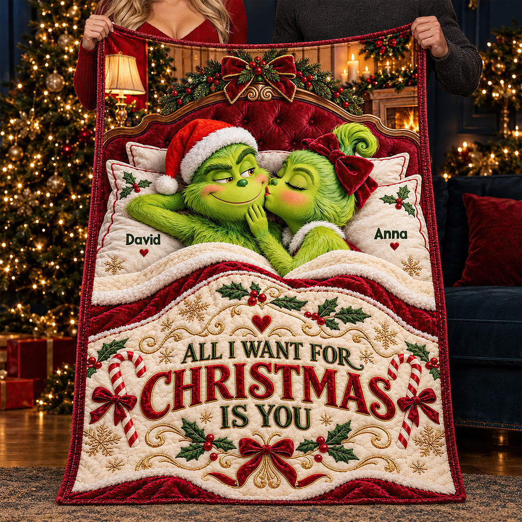 Lovely Peck On The Cheek Of Mischief Couple - Personalized Blanket KN100257